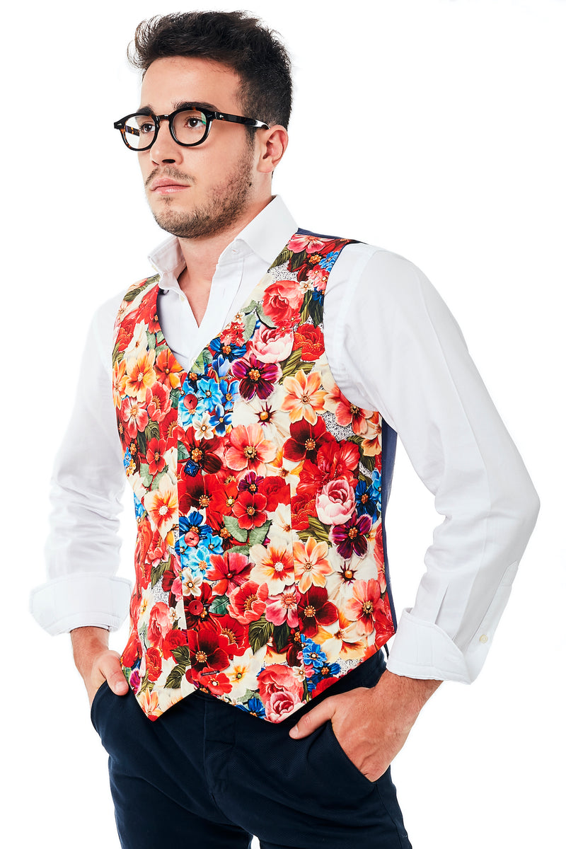 Barry.Wang Set Gilet E Papillon Natale Uomo - Seta, Motivo Albero E Fiocchi Di Neve, Per Feste